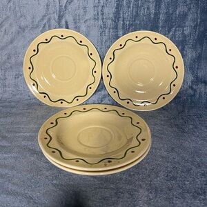 Vintage Metlox Poppytrail Green Rooster Tea Cup Saucer Lot 4 California Pottery